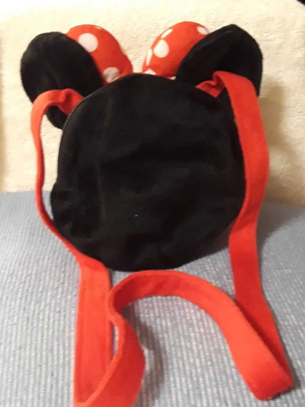 Minnie Mouse 3D Plush Head Crossbody Purse-Red Polka Dot Bow Disney Ruz-Back Zip